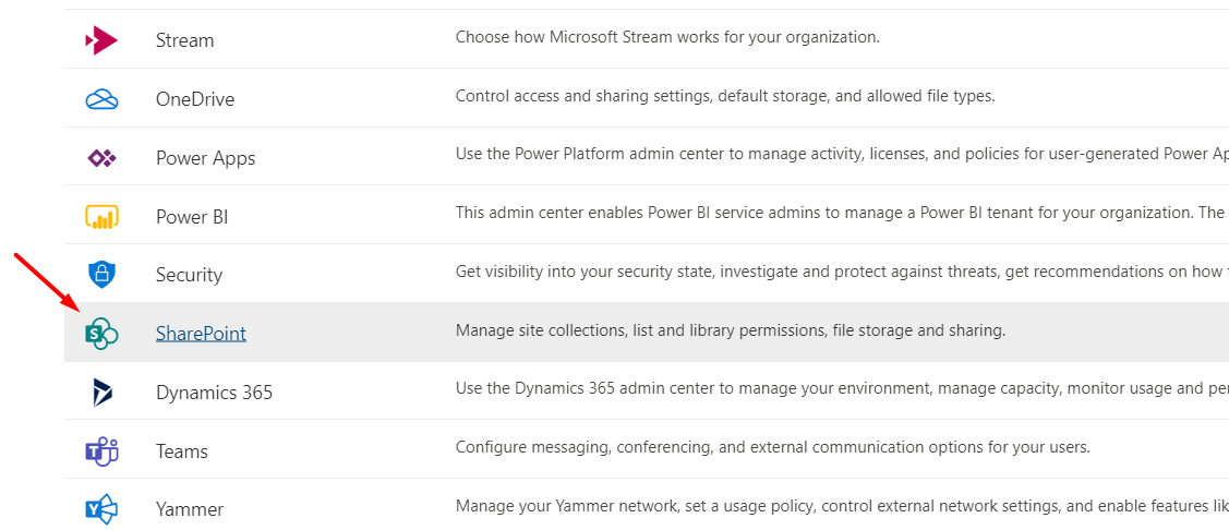 Open SharePoint Admin Center