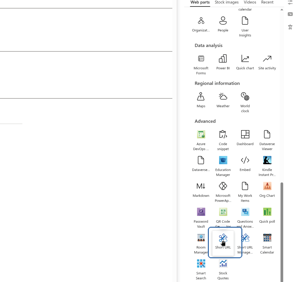 Add the Short URL Web Part