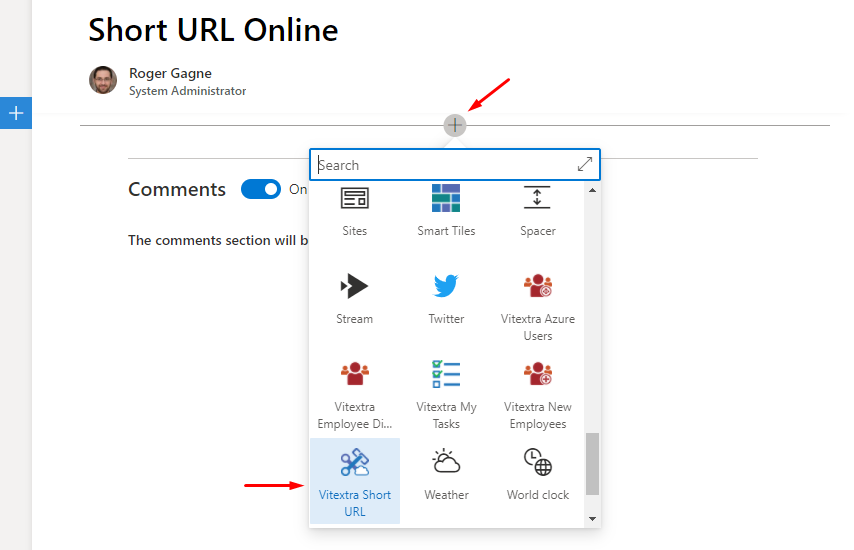 Add Short URL web part