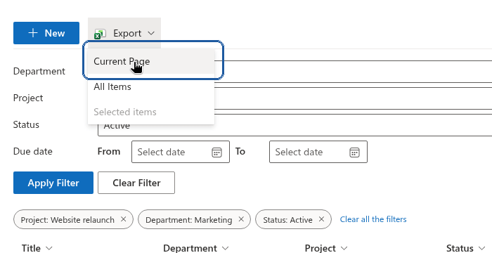Export the Filtered List