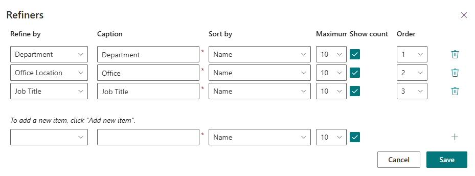 Set Up the Refinement Panel