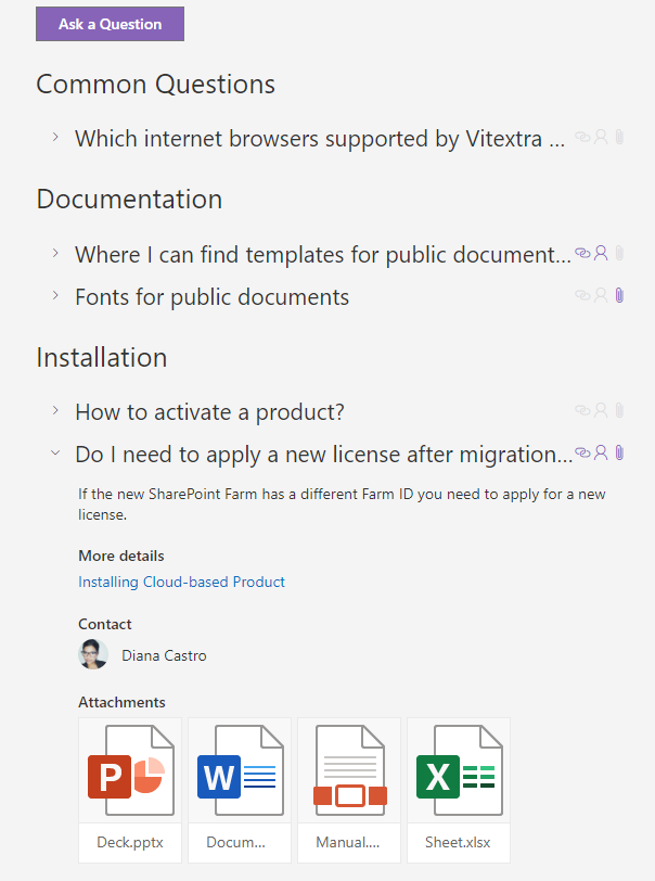 Vitextra Questions & Answers Web Part