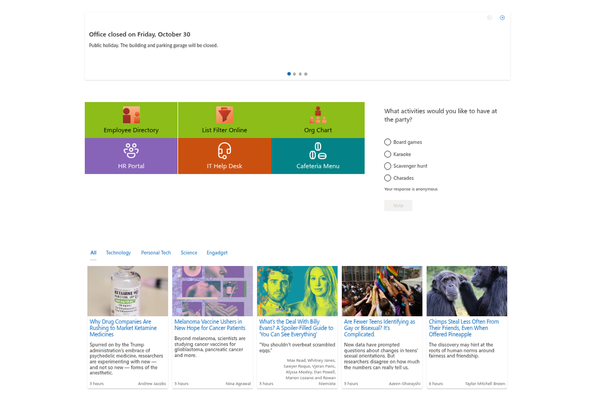Vitextra Intranet Communications. Intranet Home Page