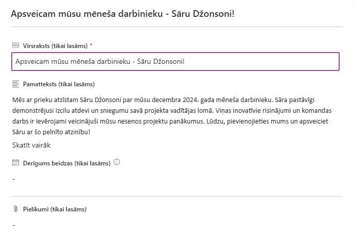 Vitextra Announcements Carousel. Bagātināts paziņojumu saturs