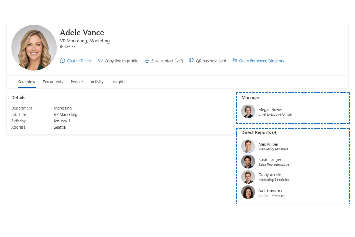 Vitextra Employee Details. Navigation Based on Manager-Subordinate Relationships