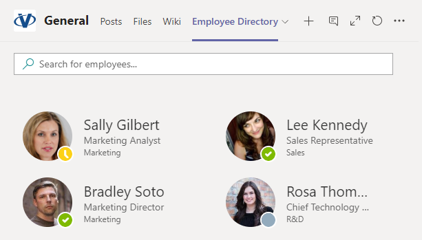 Vitextra Employee Directory. Integrating with Microsoft Teams