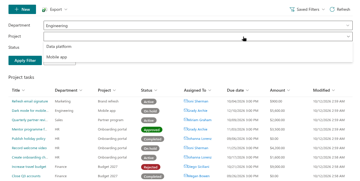 Vitextra List Filter Online. Cascading Filters