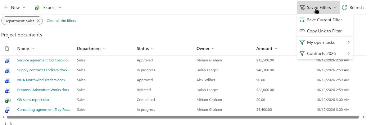 Vitextra List Filter Online. Saved Filters