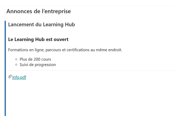 Announcements Carousel - Gros plan d'une diapositive du carrousel