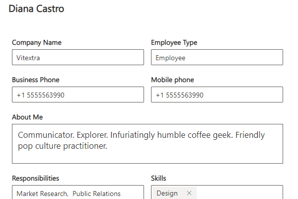 Vitextra Employee Details. Self-Update User Profiles