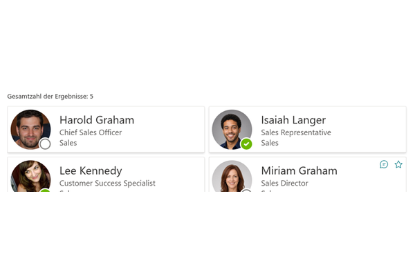 Employee Directory - Nahaufnahme des Kontaktaktionsmenüs
