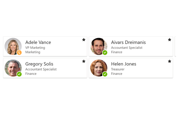 Employee Directory - Nahaufnahme der Schnellfilterleiste