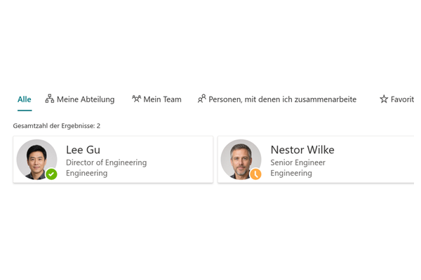 Employee Directory - Nahaufnahme des Verfeinerungsbereichs
