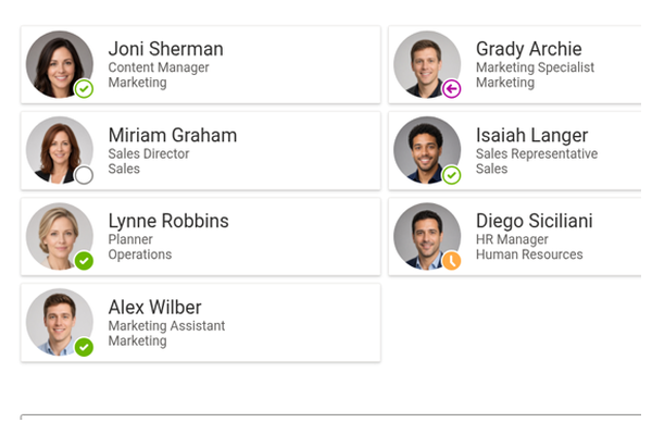 Employee Directory - Close-up of a person card with presence