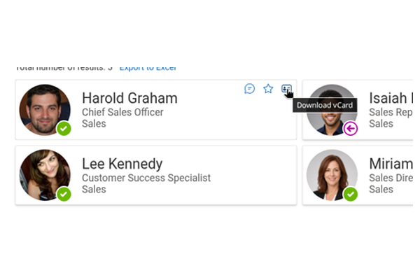 Employee Directory - Close-up of the contact actions menu