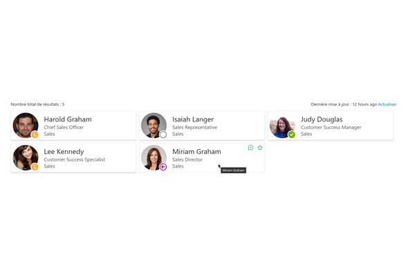 Employee Directory - Gros plan du menu d'actions de contact