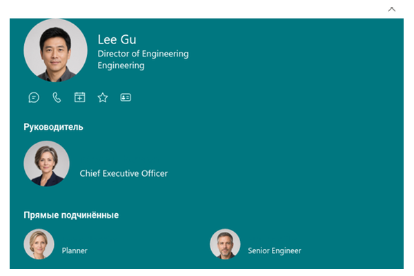 Employee Directory - Крупный план панели сведений