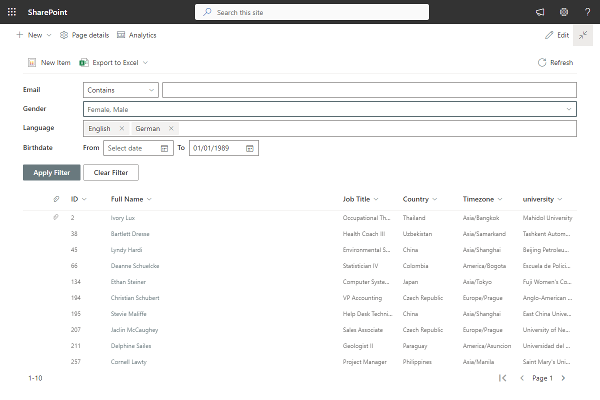 Vitextra List Filter Online. Customizable Filter Panel