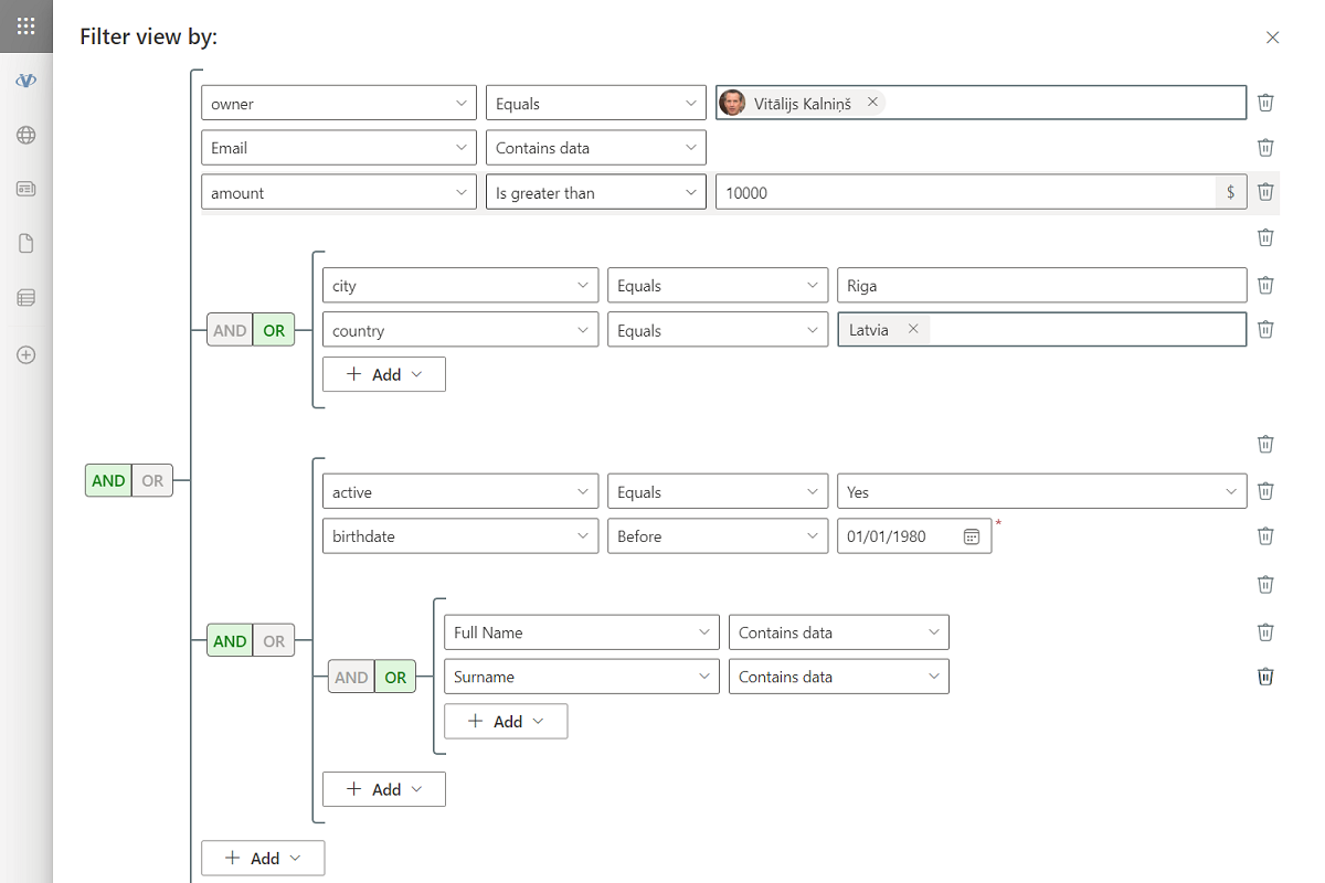 Vitextra List Filter Online. Filter Query Builder