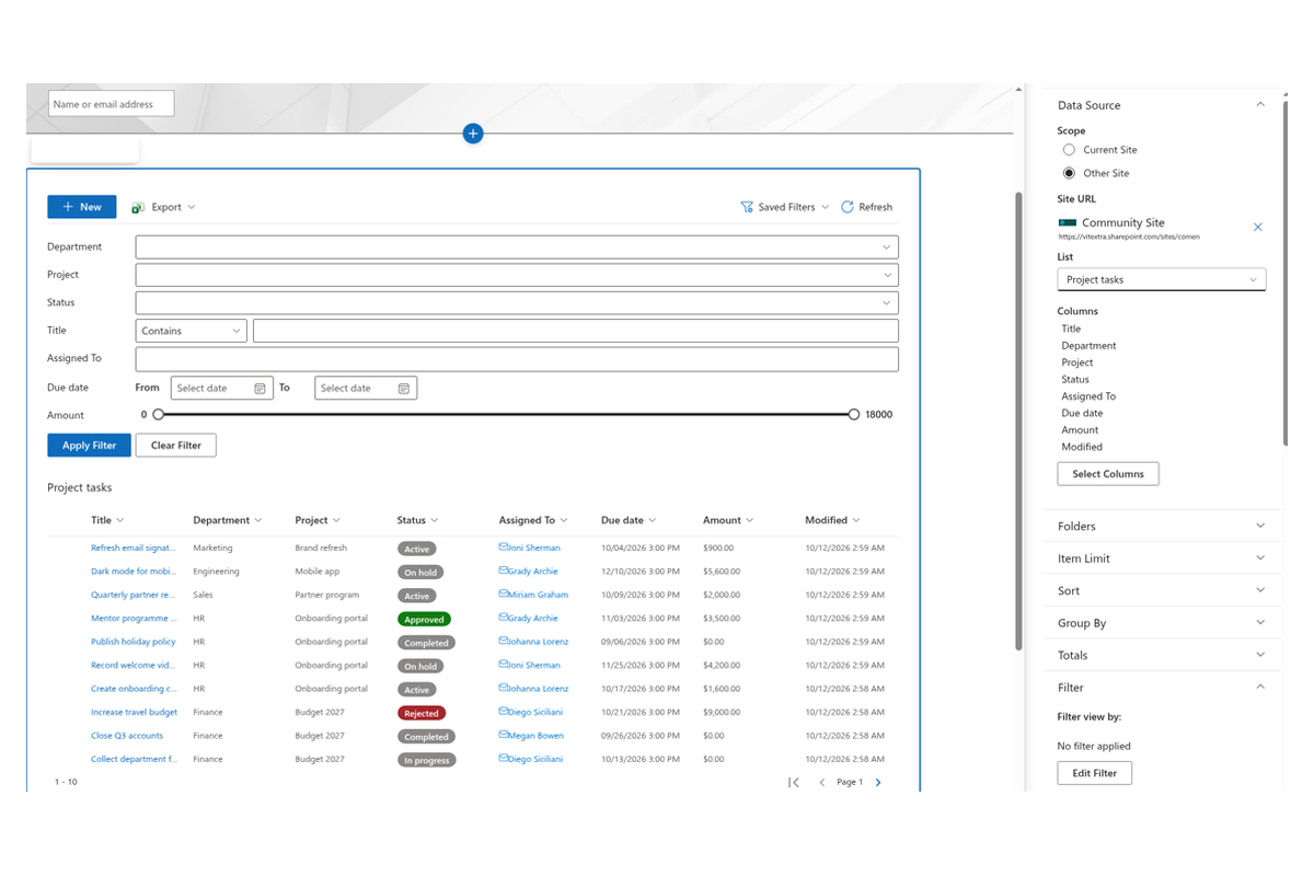 List Filter Online - Additional filtering overview scenario