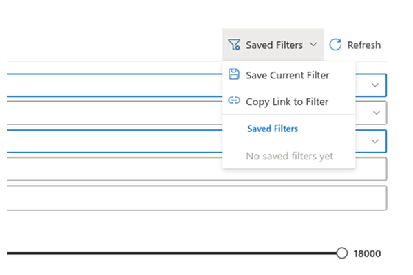 List Filter Online - Close-up of saved filters