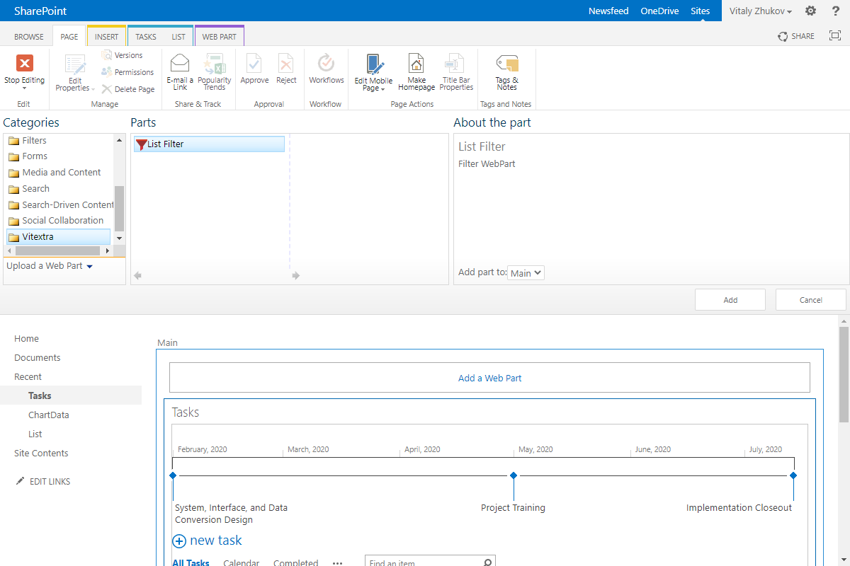 Adding List Filter Web Part to list view page