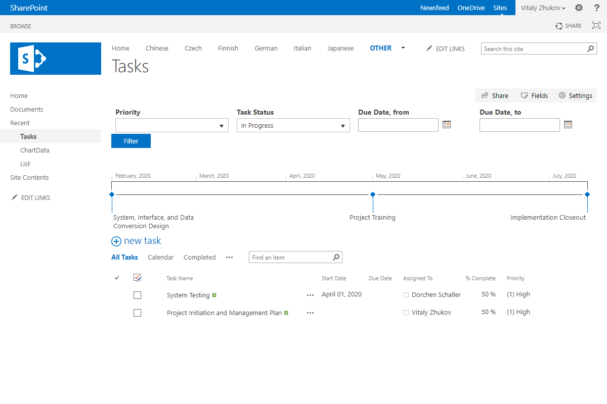 Filter Tasks list with List Filter Web Part