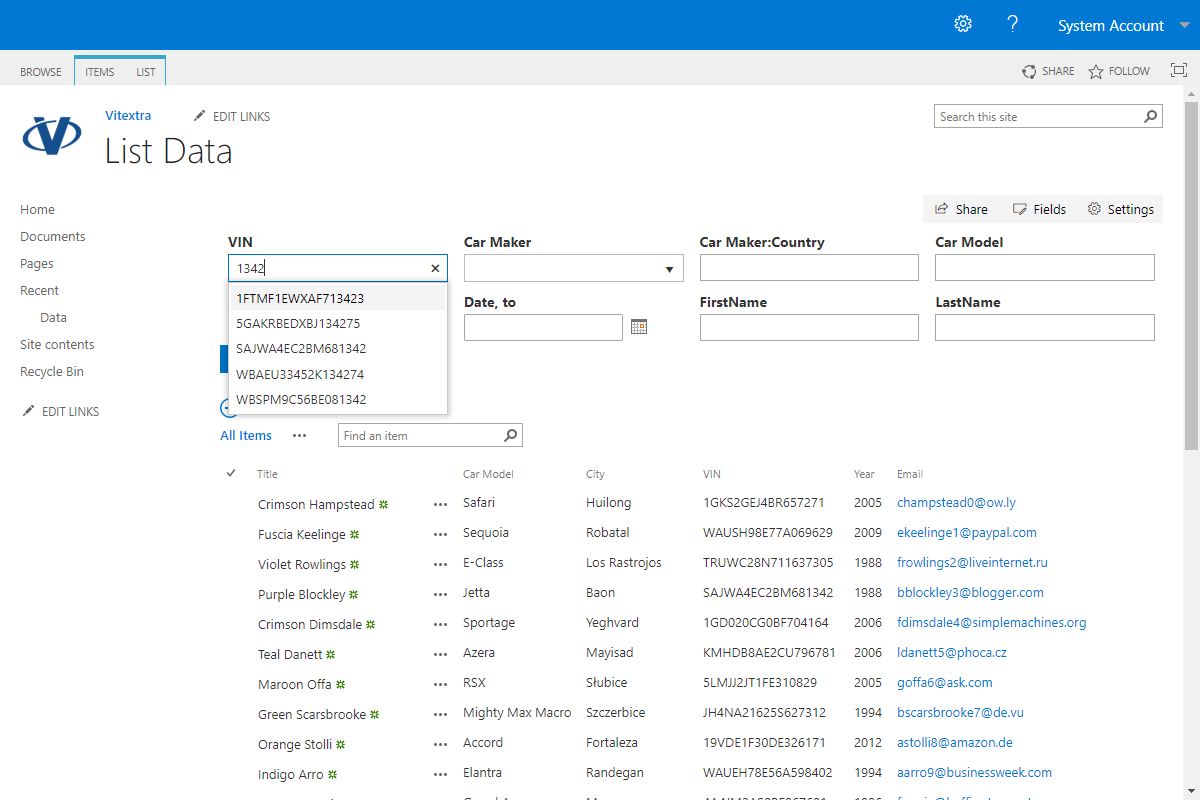 Filter data with 14 filtering controls (SharePoint 2019)