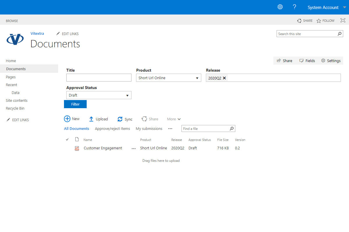 Filter data in Document Library