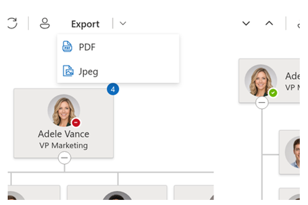 Organizational Chart - Search result highlighted in the chart