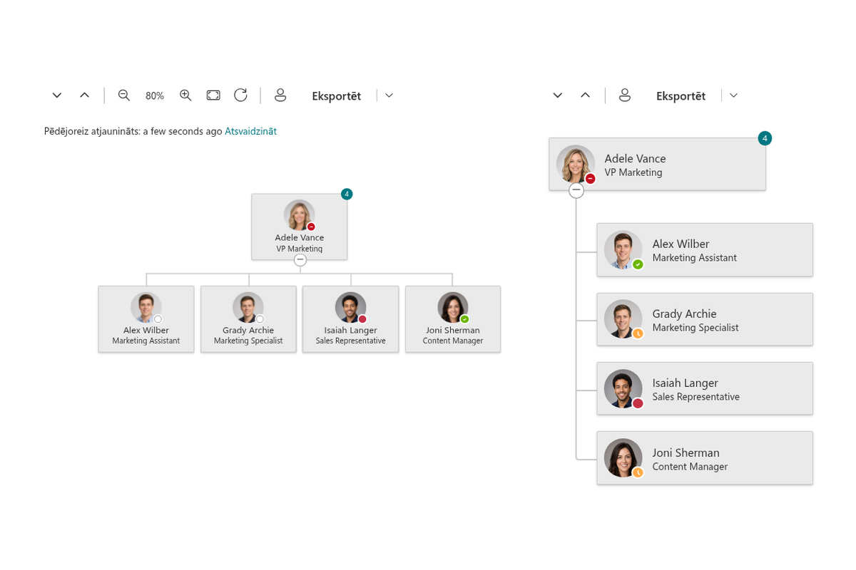 Organizational Chart - Datu filtrēšanas un izņēmumu redaktors