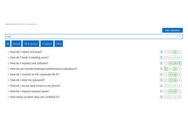 Questions & Answers - Close-up of category tabs and search