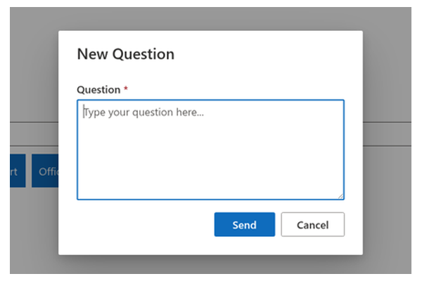 Questions & Answers - Close-up of the new question dialog