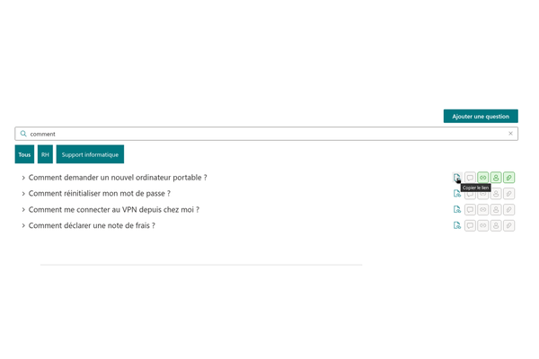 Questions & Answers - Plan compact de l'interface Q&R