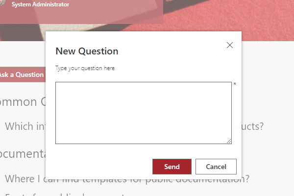 Vitextra Question and Answers. New Question Dialog