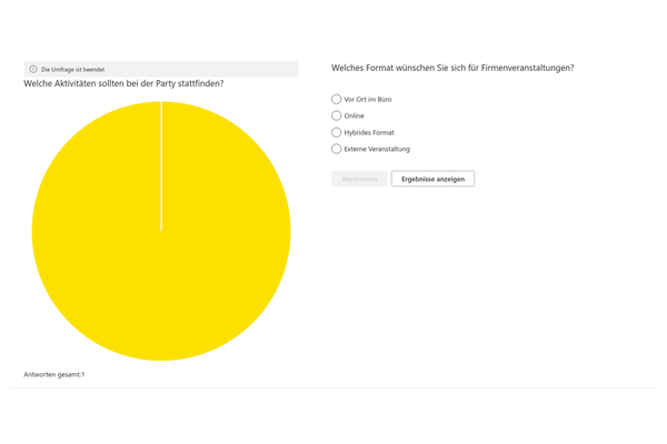 Quick Poll - Nahaufnahme des Kreisdiagramms