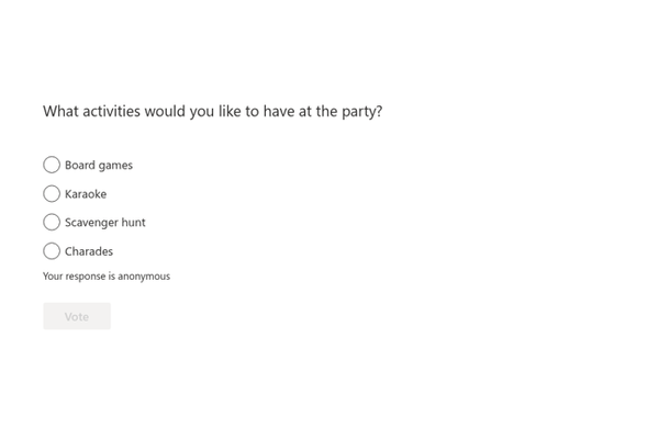 Quick Poll - Close-up of the anonymous-response notice