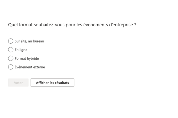 Quick Poll - Gros plan de la vue de vote
