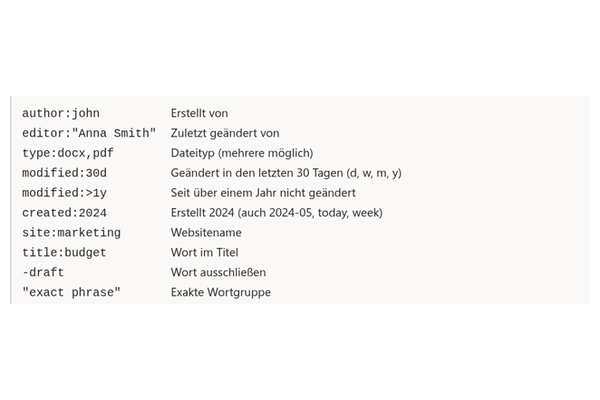 Smart Search - Nahaufnahme von Suchfeld und Vorschlägen