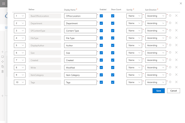 Configuring the Refinement Panel