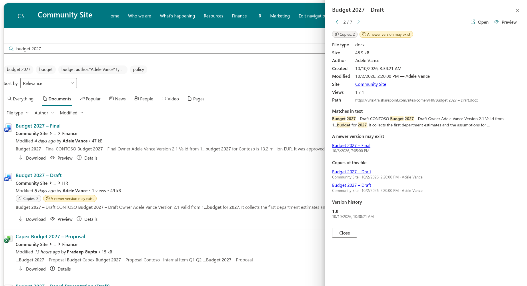 Vitextra Smart Search. Details Panel