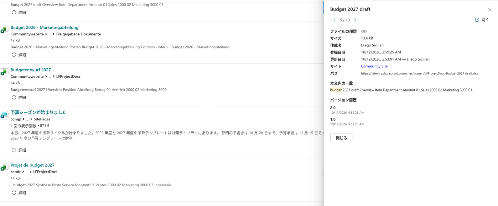Vitextra Smart Search. 詳細パネル
