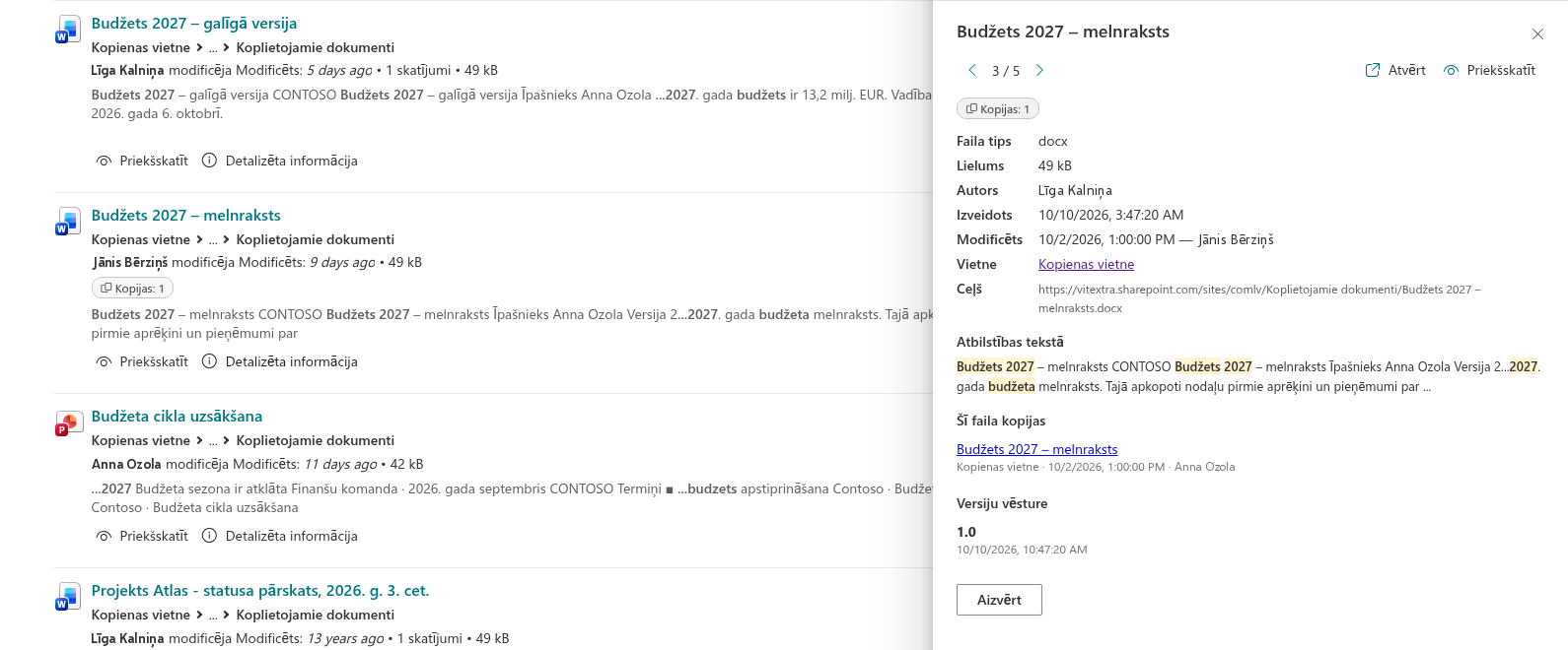 Vitextra Smart Search. Detalizētās informācijas panelis