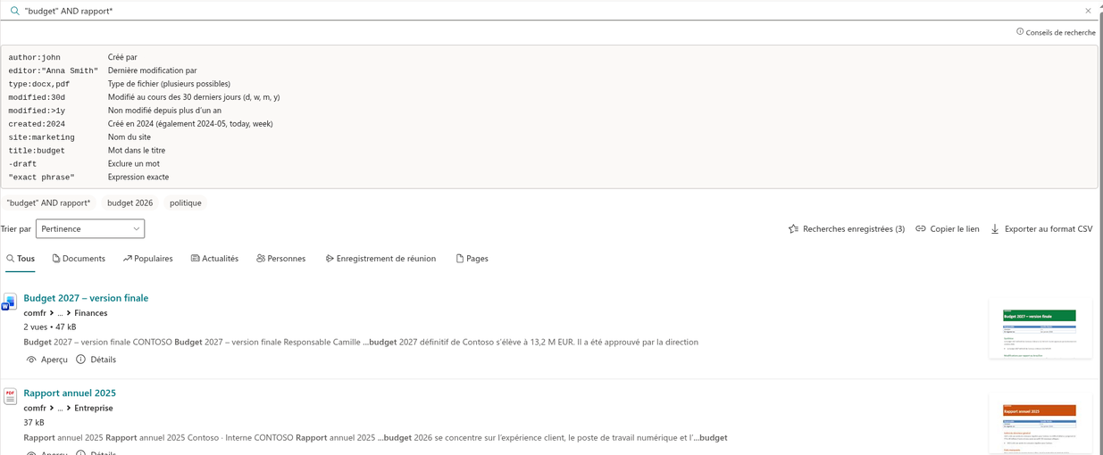 Vitextra Smart Search. Opérateurs de recherche
