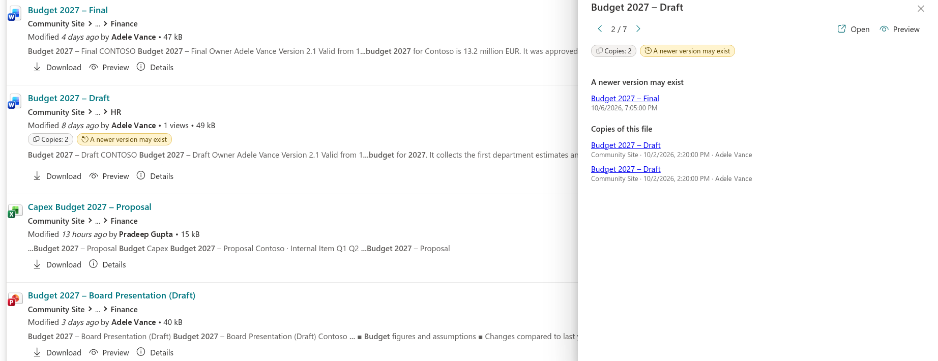 Vitextra Smart Search. Copies and Quality Indicators