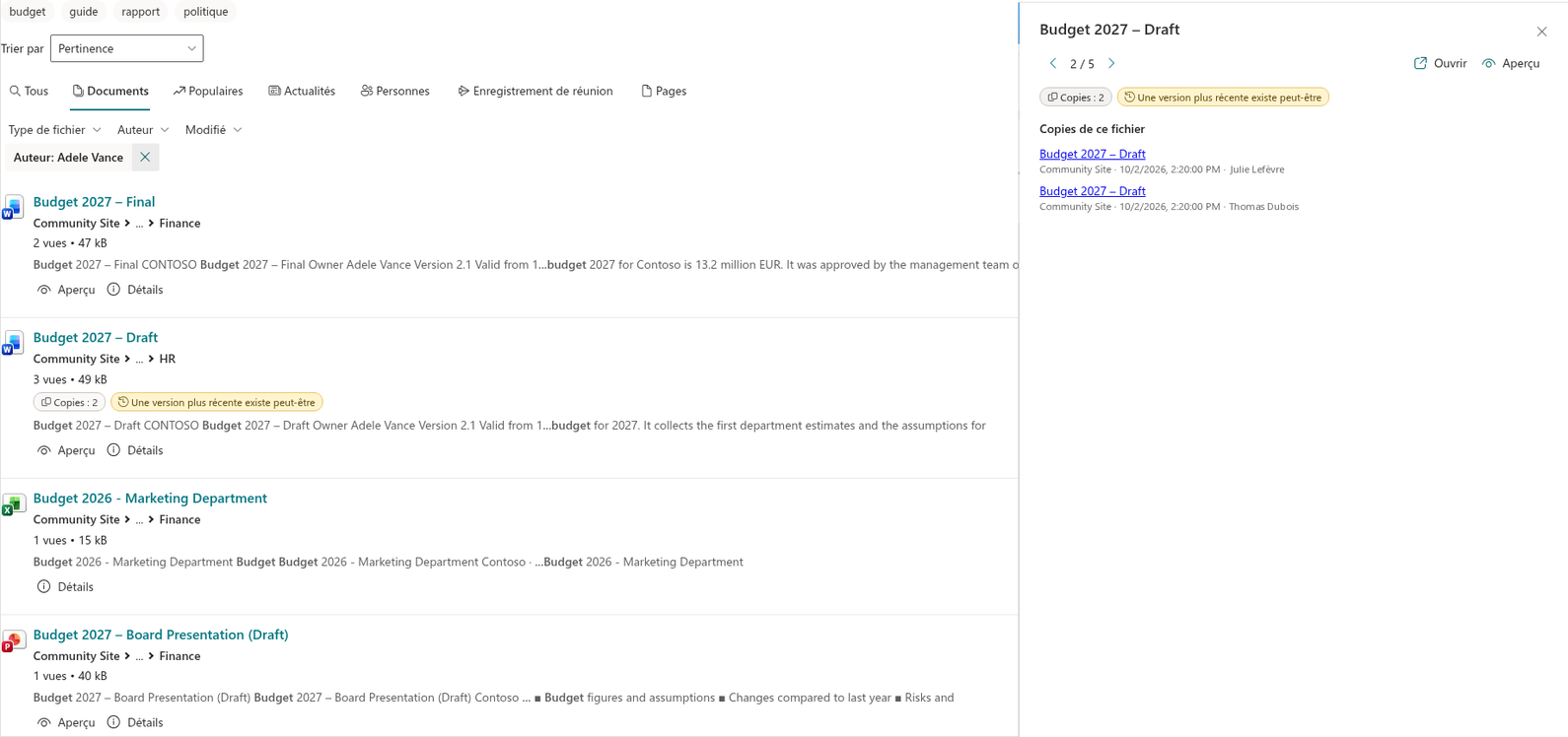 Vitextra Smart Search. Copies et indicateurs de qualité
