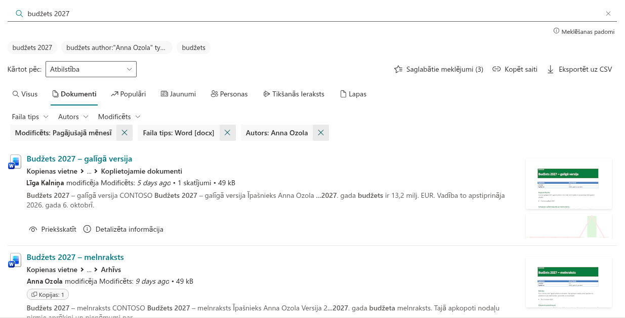 Vitextra Smart Search. Precizēšanas panelis
