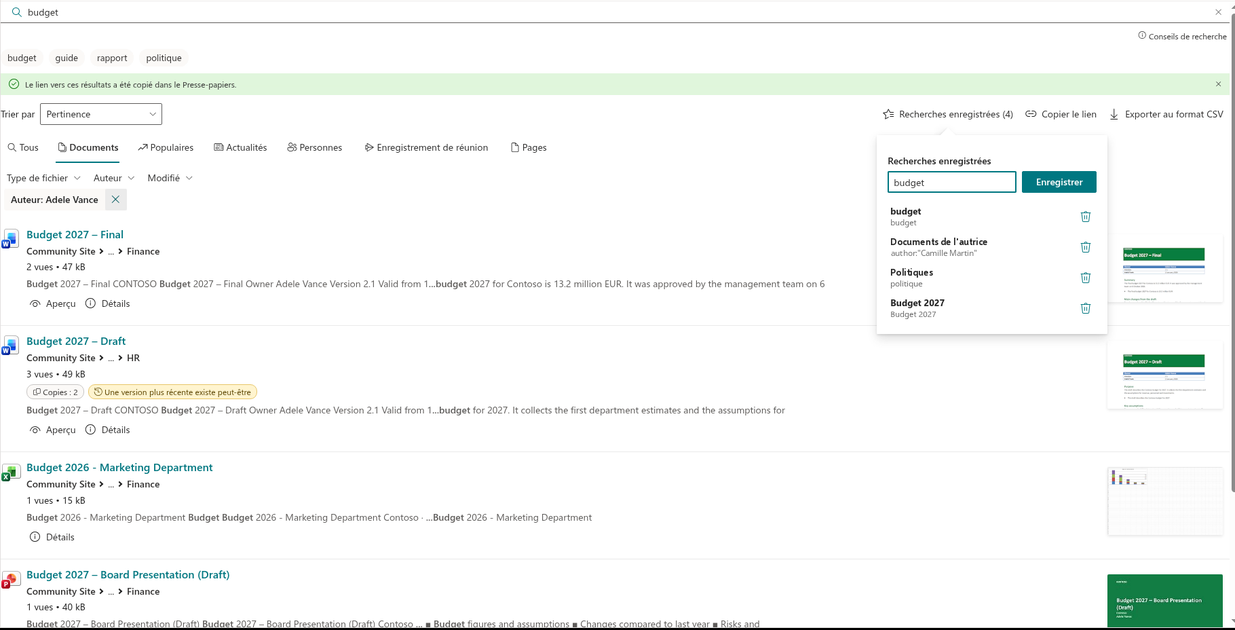 Vitextra Smart Search. Recherches enregistrées et liens partageables