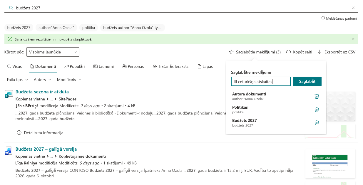 Vitextra Smart Search. Saglabātie meklējumi un kopīgojamas saites