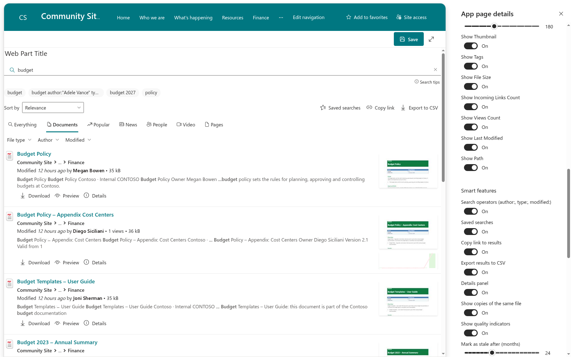 Vitextra Smart Search. Smart Features Settings